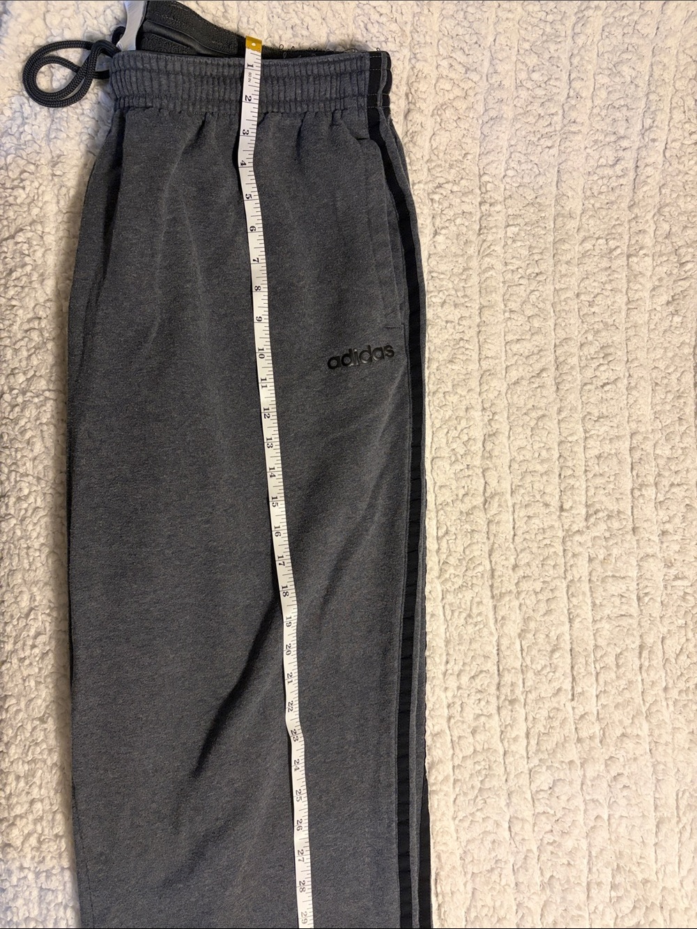 adidas Dark Gray Fleece Track Pants with Black Stripes - Picture 4 of 5